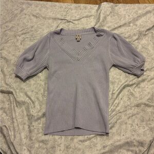 Worthington Light Purple Ribbed Blouse
